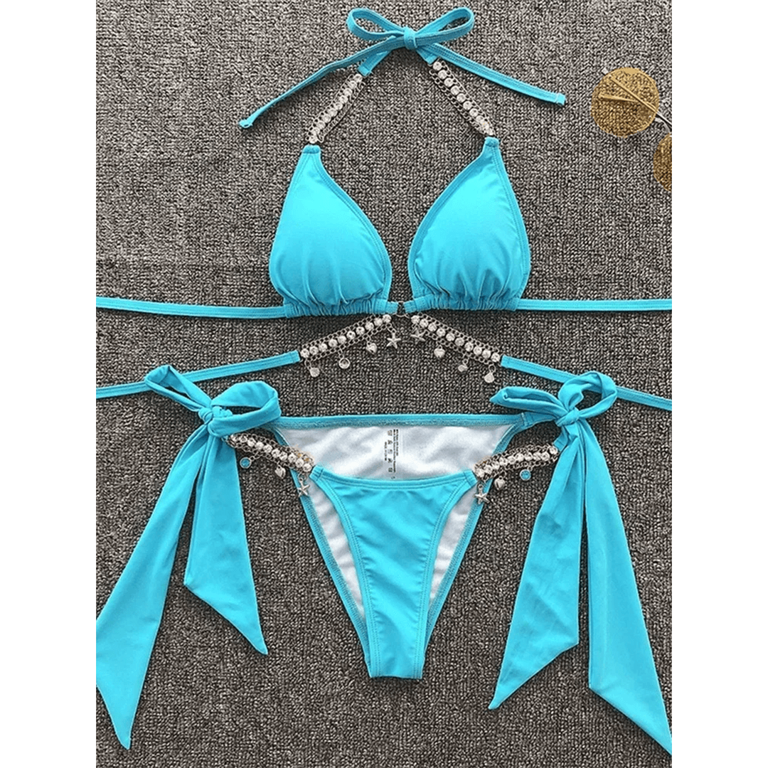Diamant-Bikini mit Metallketten