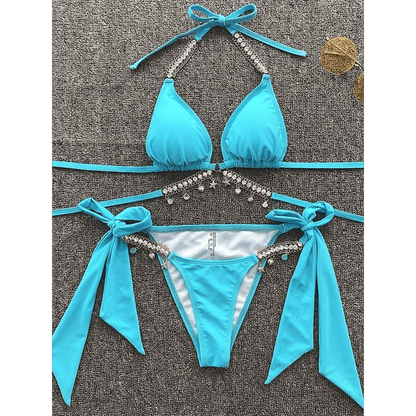 Diamant-Bikini mit Metallketten