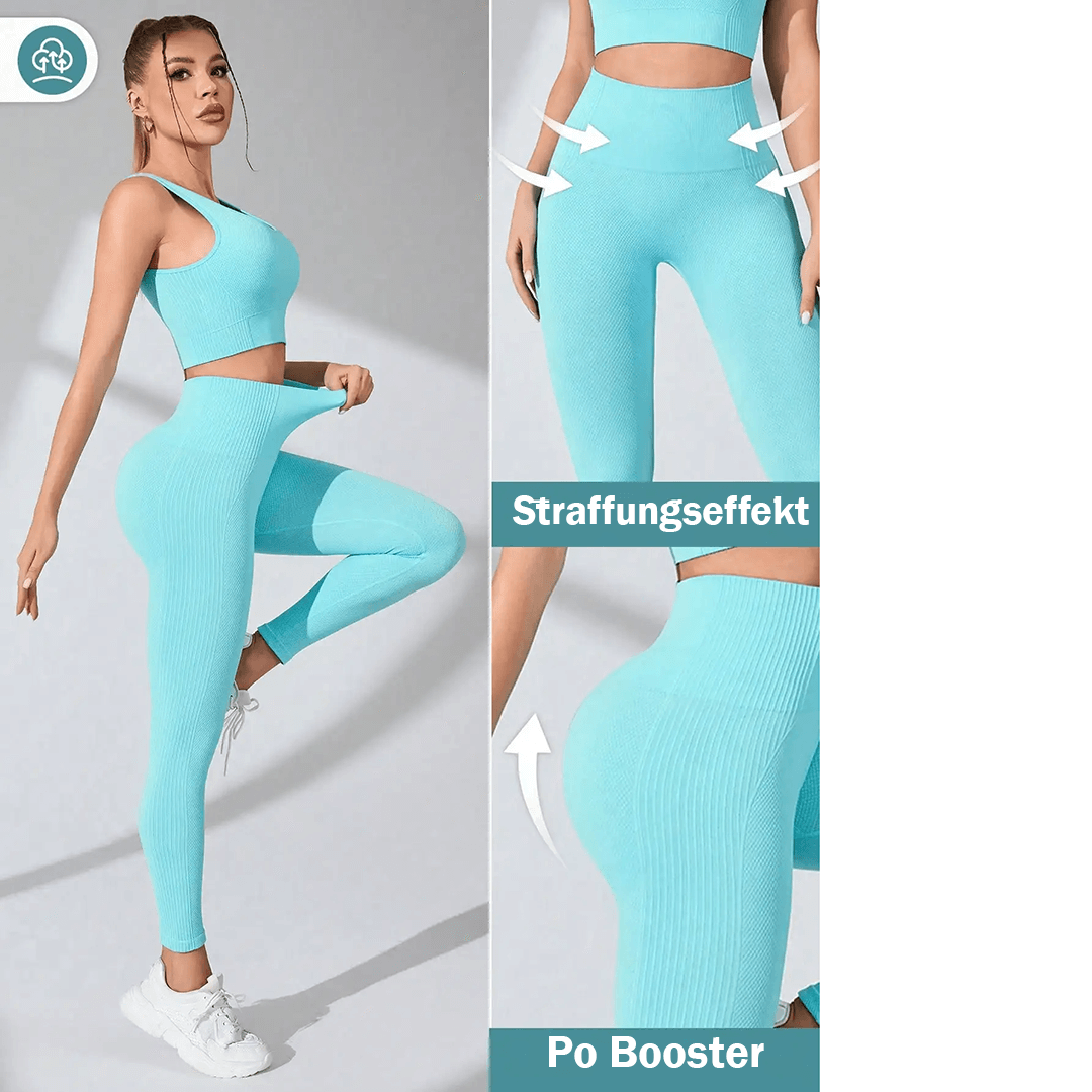 Skyblue Damen-Yogaleggings und Sport-BH im Set