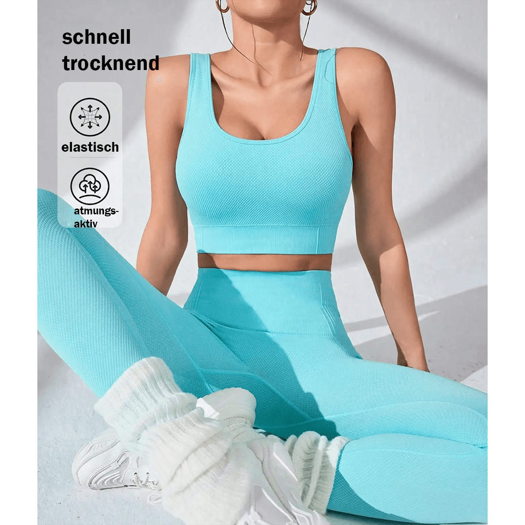Skyblue Damen-Yogaleggings und Sport-BH im Set